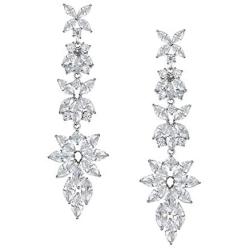 SWEETV Marquise Cubic Zirconia Wedding Bridal Chandelier Earrings for Brides, Crystal Rhinestone Drop Dangle Earrings for Women, Prom Party Jewelry Gifts