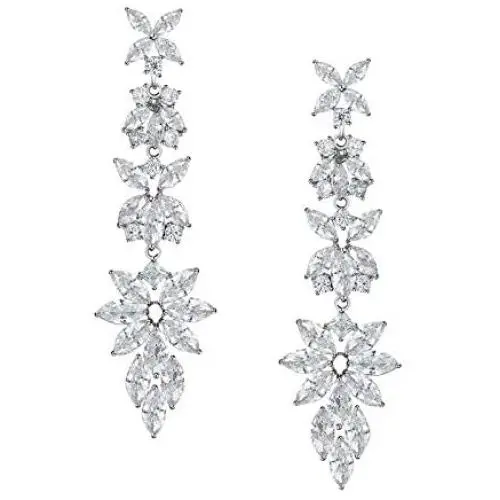 SWEETV Marquise Cubic Zirconia Wedding Bridal Chandelier Earrings for Brides, Crystal Rhinestone Drop Dangle Earrings for Women, Prom Party Jewelry Gifts SWEETV Marquise Cubic Zirconia Wedding Bridal Chandelier Earrings for Brides, Crystal Rhinestone Drop Dangle Earrings for Women, Prom Party Jewelry Gifts