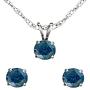 Dazzlingrock Collection Round Blue Diamond Ladies Stud Earring & Pendant Set