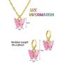 6 Sets Butterfly Jewelry Sets Include Acrylic Butterfly Pendant Necklace and Huggie Hoop Drop Earrings for Women Girls