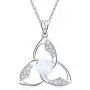 Irish Necklace Celtic Trinity Knot 925 Sterling Silver Opal Good Luck Love Heart Pendant Necklace Triangle for Women Birthday Gifts