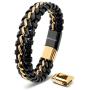 SERASAR | Premium Genuine Leather Bracelet for Men in Black | Magnetic Stainless Steel Clasp in Black, Silver and Gold | Exclusive Jewellery Box | Great Gift Idea
