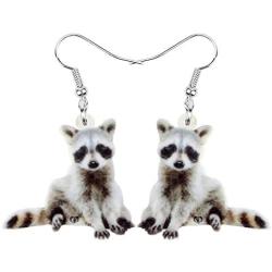 NEWEI Acrylic North America Raccoon Ringtail Earrings Dangle Novelty Animal Jewelry For Women Girl Charm