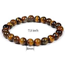 Art of Creation Tibetan Natural Tiger Eye Gemstone Mala Bracelet 8 mm Stretchy Chakra Stones Healing Crystal Quartz Success Money Prosperity Good Luck Bracelet Women Men Girls Gifts (Unisex)