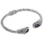 NOVICA Amethyst .925 Sterling Silver Hinged Twist Cuff Bracelet Bright Eyes NOVICA Amethyst .925 Sterling Silver Hinged Twist Cuff Bracelet Bright Eyes