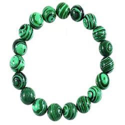 SIMECO JEWELRY Malachite Crystal Green Beads Bracelet The Anti-Anxiety Bracelet Adjustable Elasticity Brings Luck Wealth Handmade Bracelet 7.5 inch (8 mm Bead)