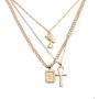 HUJUON 3-Layer Nefertiti Pharaoh Necklace. Punk Gold Egyptian Queen Cross Pendant Necklace,Hip Hop African Women Men Girls Jewelry