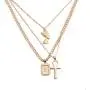 HUJUON 3-Layer Nefertiti Pharaoh Necklace. Punk Gold Egyptian Queen Cross Pendant Necklace,Hip Hop African Women Men Girls Jewelry