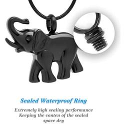 LYFML Cremation Jewelry Urn Necklace Elephant Memorial Ashes Pendant Made of Titanium Steel, Animals Series Come with Filling Kit