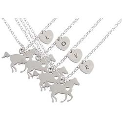 BANCHELLE Girls Horse Necklace Heart Initial Necklaces Heart Horse Pendant Stainless Steel Letter Alphabet Necklace for Girls Teen Birthday Gift