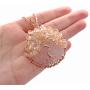 JOVIVI Natural Rose Quartz Tree of Life Crystal Necklace Rose Gold Plated Wire Wrap Healing Chakra Gemstone Pendant Necklace for Women Mothers Day Valentines Gifts