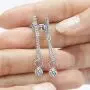 Sterling Silver Bar Stud Earrings Chain Dangle Thread Drop Cool Simple Round Cubic Zirconia for Valentines Anniversary Birthday Gifts Jewelry for Girl Teen Women Mom