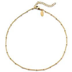 Choker Necklaces for Women | 14k Gold Dipped Satellite Beaded Gold Necklaces for Women | Dainty Necklace Perfect for Layering Necklaces, Simple Choker Necklace, Celebrity Endorsed