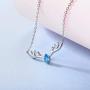 Antler Necklace 925 Sterling Silver Reindeer Animal Horn Jewelry Minimalist Style Clavicle Chain with Personalized Birthstone Charm Deer Antler Charm Necklaces