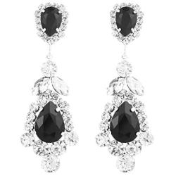 Rosemarie Collections Womens Statement Crystal Rhinestone Teardrop Chandelier Hypoallergenic Post Earrings