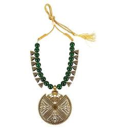 GLINT STORE Indian Oxidized Colored Pearl Beaded Tribal Multi Color Necklace Set Traditional Jewelry for Women