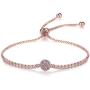 espere Micropave Disc Bolo Bracelet Adjustable 10 Inch 14K Rose Gold/White Gold Plating