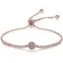 espere Micropave Disc Bolo Bracelet Adjustable 10 Inch 14K Rose Gold/White Gold Plating