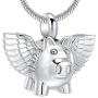 Minicremation Cremation Jewelry Urn Necklace for Ashes, Flying Pig Memorial Pendant Made of 316L Stainless Steel, Keepsakes Locket Four Colors Can be Choose.
