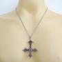 St peter inverted Upside down Gothic Jewelry Cross Silver Pewter Pendant Necklace Charm Amulet w chain