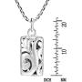 3D Filigree Swirls Square .925 Sterling Silver Pendant Necklace