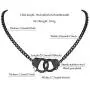 FindChic Handcuff Necklace Padlock Pendant Customized Handcuff Bracelet Partners in Crime Stainless Steel 18K Gold Plated Curb Chain Interlocking 18inch Friendship Statement Necklace for Girls & Women