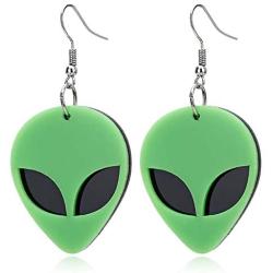 YINLIN Acrylic Green Alien Head Dangle Drop Earrings