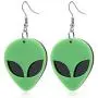 YINLIN Acrylic Green Alien Head Dangle Drop Earrings YINLIN Acrylic Green Alien Head Dangle Drop Earrings