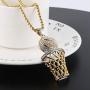 HZMAN Mens 18k Gold Silver Plated Basketball Rim CZ Inlay Pendant Hip Hop Box Chain