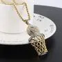 HZMAN Mens 18k Gold Silver Plated Basketball Rim CZ Inlay Pendant Hip Hop Box Chain