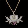MOCA Jewelry Hip Hop Iced Out Love Heart Pendant Couple 18K Gold Plated Necklace, Gift Idea for Lover Men Women