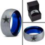 Star Space Galaxy Universe Solar System Ring - Tungsten Band 8mm - Men - Women - Brushed Grey Polished Blue - Yellow - Grey - Blue - Black - Brushed - Polished - Wedding - Gift Dome Flat Cut