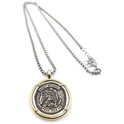 LESLIE BOULES Vintage Saint Michael The Archangel Medal Necklace for Men 22 Inches Length Protection Jewelry