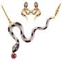 U7 Women Snake Jewelry Set Personalized Stainless Steel Serpent Vivid Snake Stud Earrings Necklace