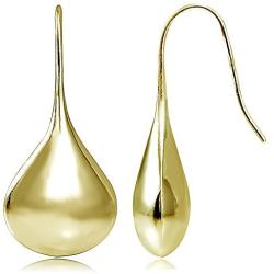 Hoops & Loops - Sterling Silver Teardrop Lotus Dangle Earrings | Sterling Silver, Yellow & Rose Gold Flash Plated
