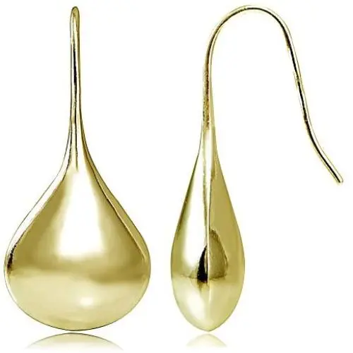 Hoops & Loops - Sterling Silver Teardrop Lotus Dangle Earrings | Sterling Silver, Yellow & Rose Gold Flash Plated Hoops & Loops - Sterling Silver Teardrop Lotus Dangle Earrings | Sterling Silver, Yellow & Rose Gold Flash Plated