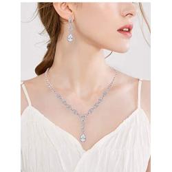 UDORA Crystal Necklace Earrings Jewelry Sets for Bridesmaid Bridal Wedding Party