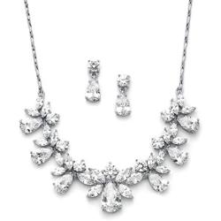 Mariell Multi-Shaped Pear and Marquise Cubic Zirconia Necklace Earring Wedding Jewelry Set for Brides