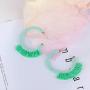 Sllaiss Summer Beaded Raffia Statement Earrings for Women Fashion Jewelry Handmade Bohemian Drop Dangle Earrings Big Circle Hoop Colorful