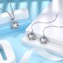 Besilver Christmas Birthstone Jewelry Gift Women Girl 925 Sterling Silver Birthstone Solitaire Necklace Earrings Set Elegant Birthday Jewelry Gift