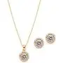 Mariell Ultra Dainty 10.5mm Cubic Zirconia Round Halo Necklace and Stud Earrings Set Plated in 14K Gold Mariell Ultra Dainty 10.5mm Cubic Zirconia Round Halo Necklace and Stud Earrings Set Plated in 14K Gold