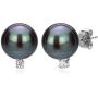 La Regis Jewelry Black Freshwater Cultured Pearl Pendant Necklace 14K Gold Stud Earrings (G-H, SI1-SI2) - Choice of Pearl Sizes