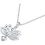 BORUO Sterling Silver Necklaces, 925 Silver Necklaces with Pendant Lotus Flower Yoga Heart Box Chain for Women Charm Jewelry