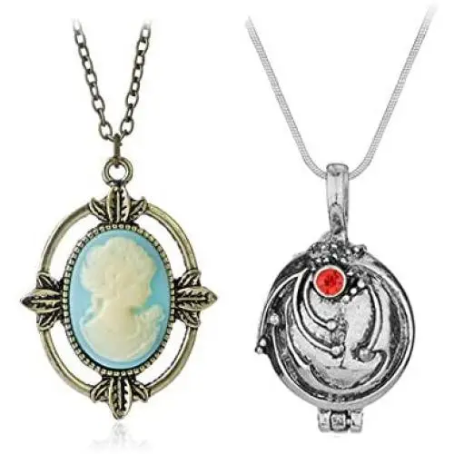 2PCS One Set Vampire Diaries Merchandise Necklace Set Elena Gilbert Antique silver Opening Vervain Locket Katherine bronze Head Stone Charm Pendant Necklace 2PCS One Set Vampire Diaries Merchandise Necklace Set Elena Gilbert Antique silver Opening Vervain Locket Katherine bronze Head Stone Charm Pendant Necklace