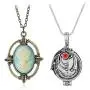 2PCS One Set Vampire Diaries Merchandise Necklace Set Elena Gilbert Antique silver Opening Vervain Locket Katherine bronze Head Stone Charm Pendant Necklace 2PCS One Set Vampire Diaries Merchandise Necklace Set Elena Gilbert Antique silver Opening Vervain Locket Katherine bronze Head Stone Charm Pendant Necklace