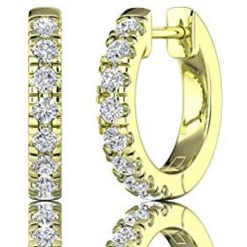 ALEVIRA Cubic Zirconia Studded 14K White and Yellow Gold-Plated Earrings - Womens Ear Hoop Huggies with Jewelry Box