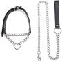 Punk Leather Leash Choker Adjustable Gothic Metal Necklace with Chain Detachable Heart O-Ring Belts Harness with Leash Collar for Women Men Cosplay Couple Jewelry