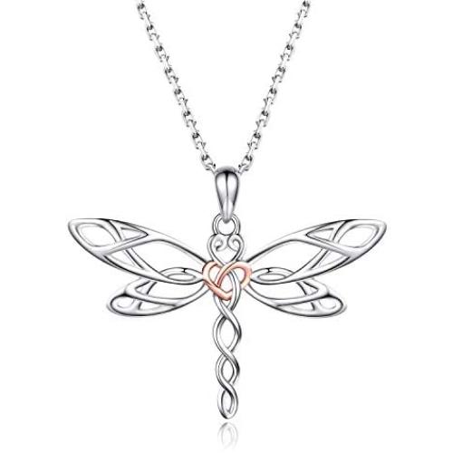 MANBU Sterling Silver Dragonfly Earrings Bracelet Necklace - Celtic Jewelry Gifts for Women Dragonfly Lovers