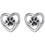 S925 Sterling Silver Animal Jewelry Puppy Dog Cat Pet Paw Print Love Heart Stud Earrings for Women Girls