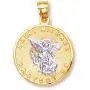 14k Gold Saint Michael Medal Protection Charm Pendant (White-and-Yellow-Gold) 14k Gold Saint Michael Medal Protection Charm Pendant (White-and-Yellow-Gold)